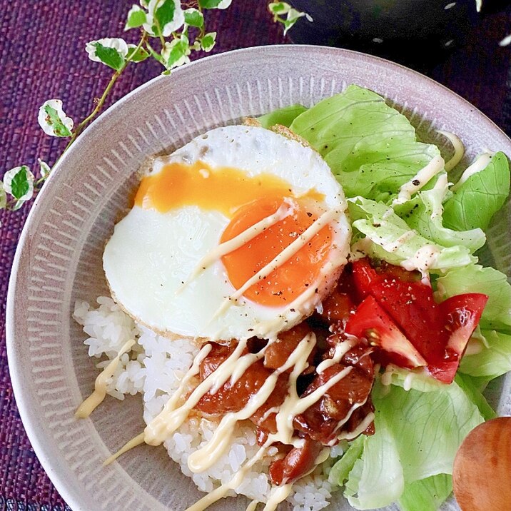 焼きとり缶で作る☆ロコモコ風ごはん